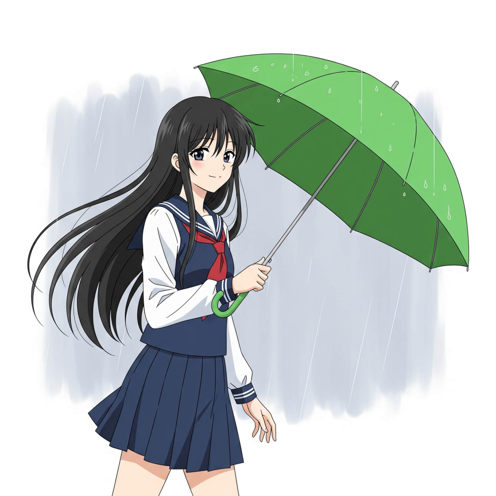 傘を持ったアニメの女の子のイラスト背景 イラスト