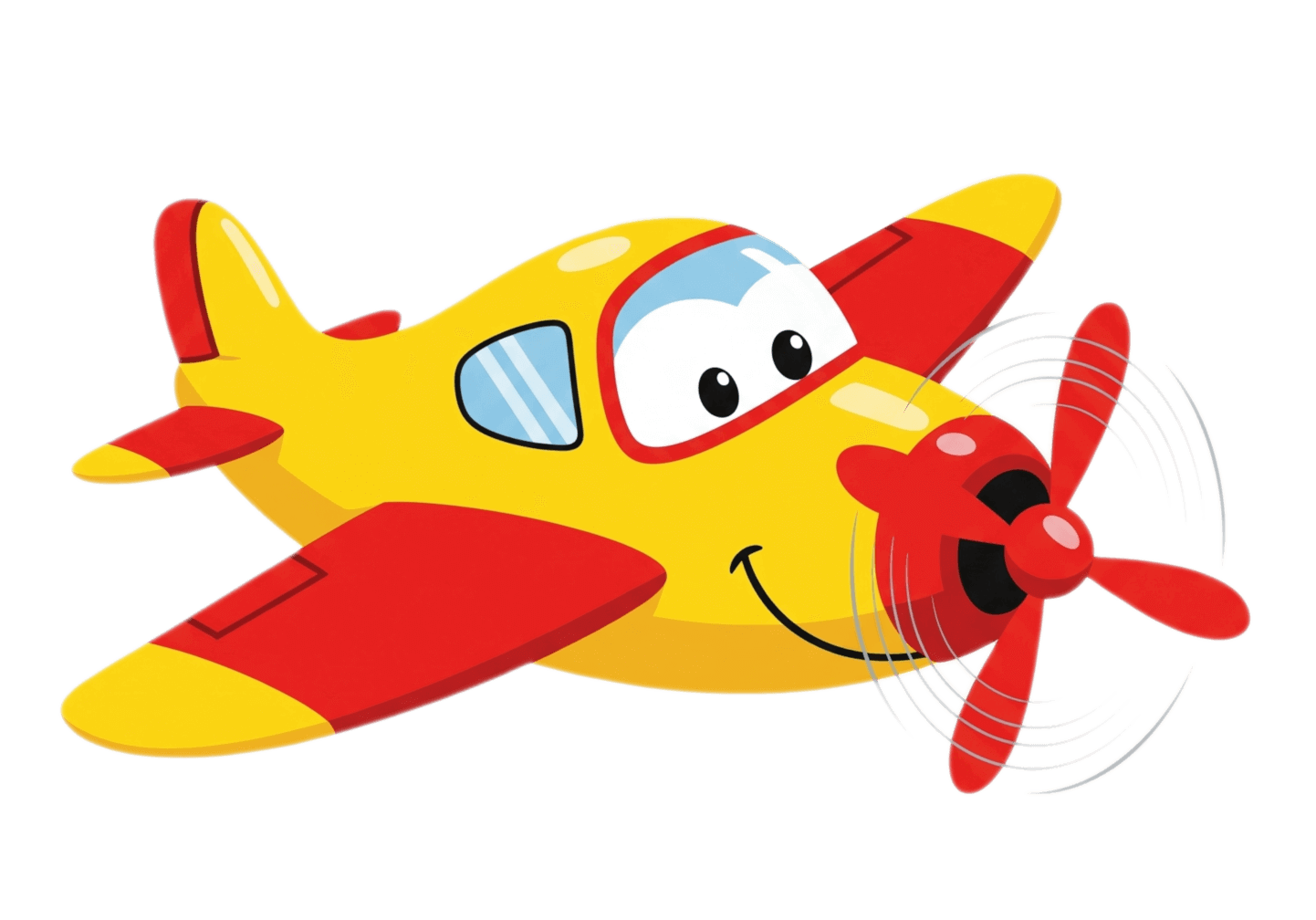 黄色と赤の漫画飛行機のイラスト