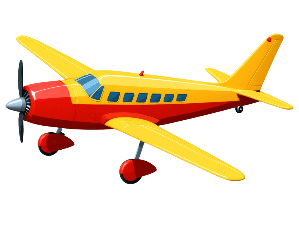 黄色と赤のおもちゃの飛行機のイラスト
