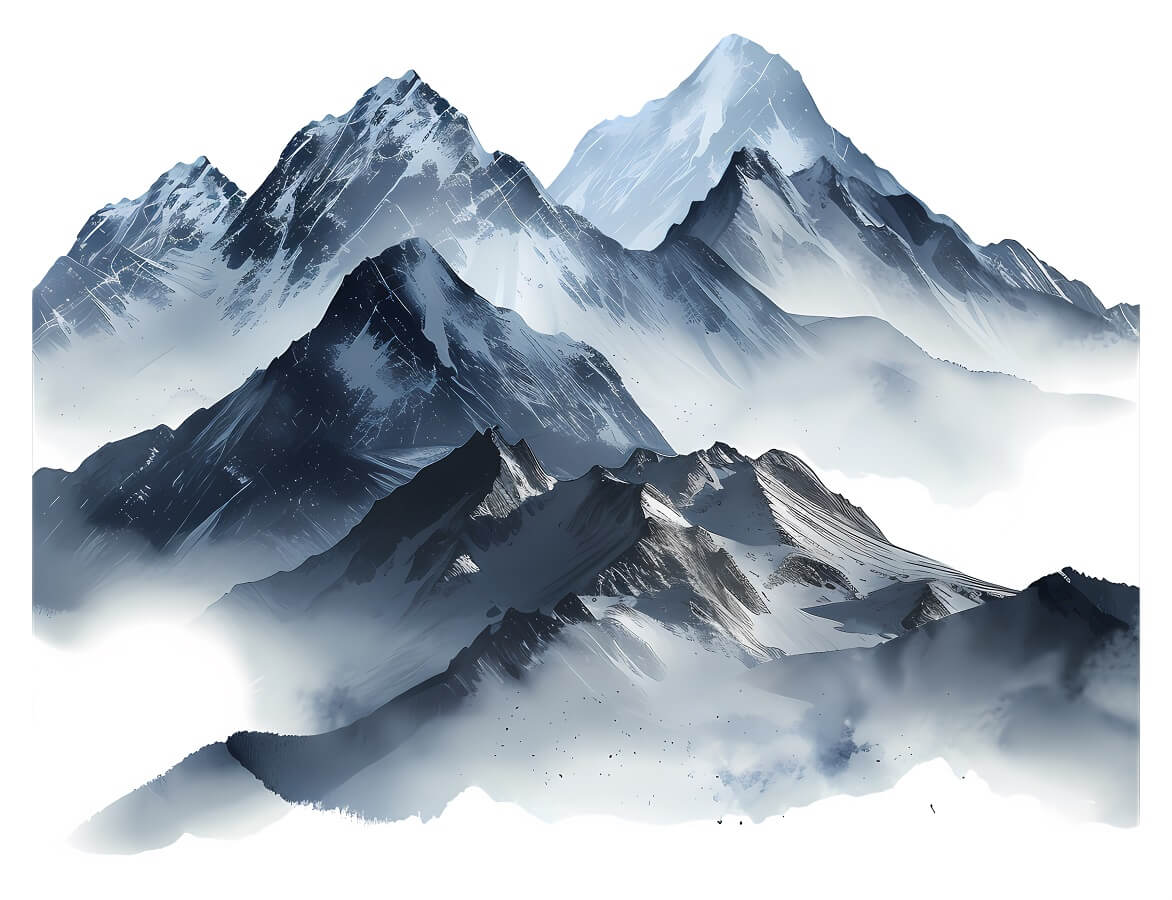 霧のかかった雪山のイラスト