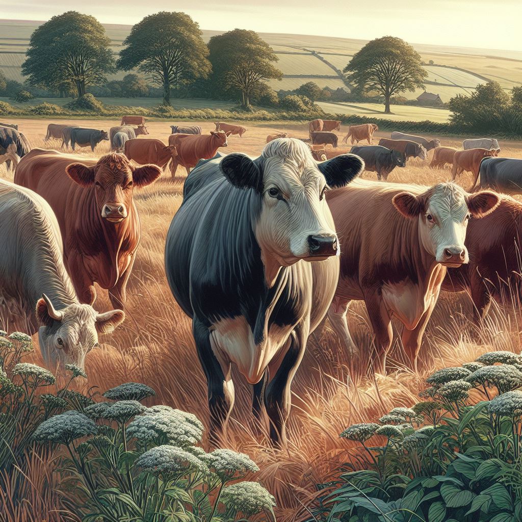 野原の牛の現実的な 2 イラスト イラスト