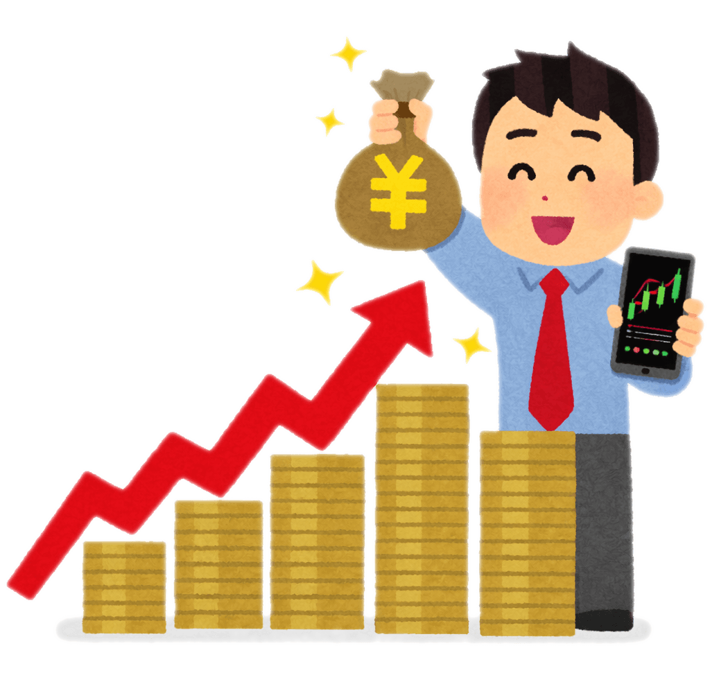 お金 利益確定のイラスト（株）