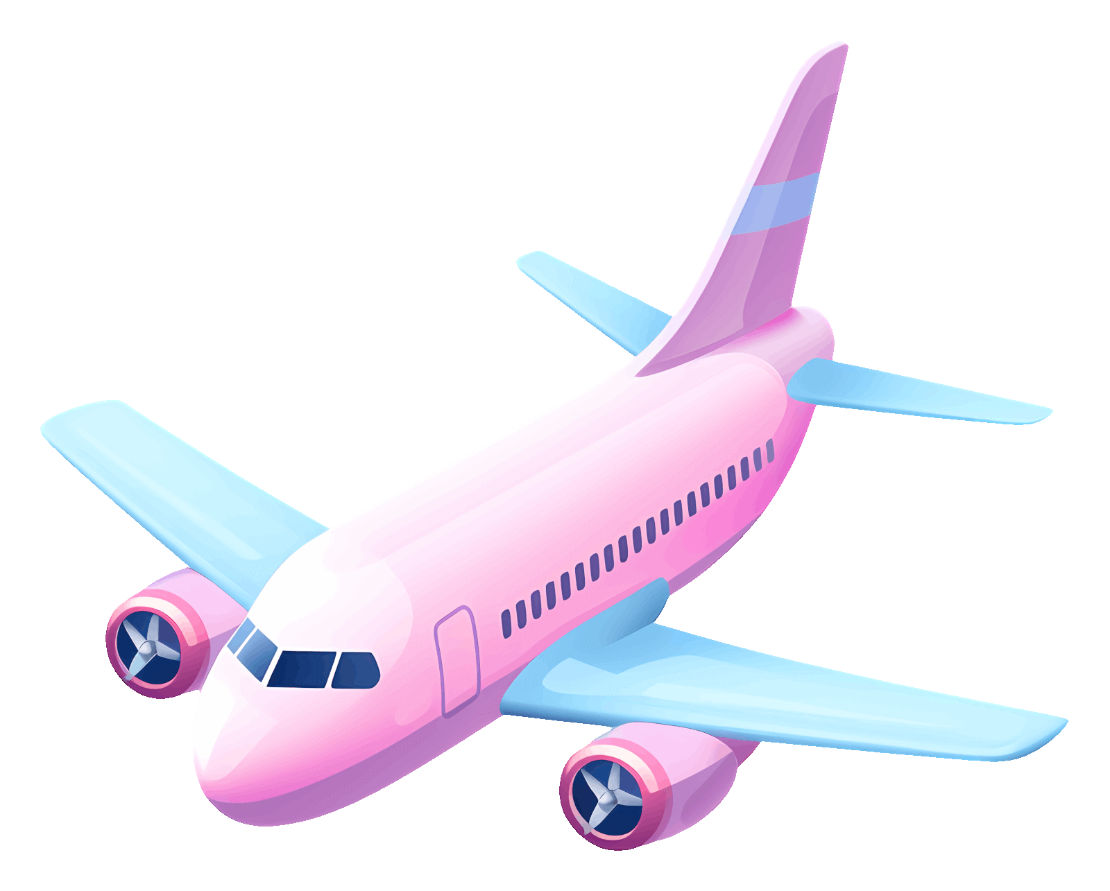 ピンクとブルーの飛行機のイラストPNG画像