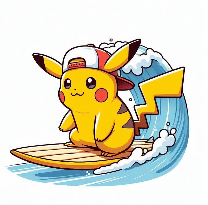 Illust surfing pikachu イラスト