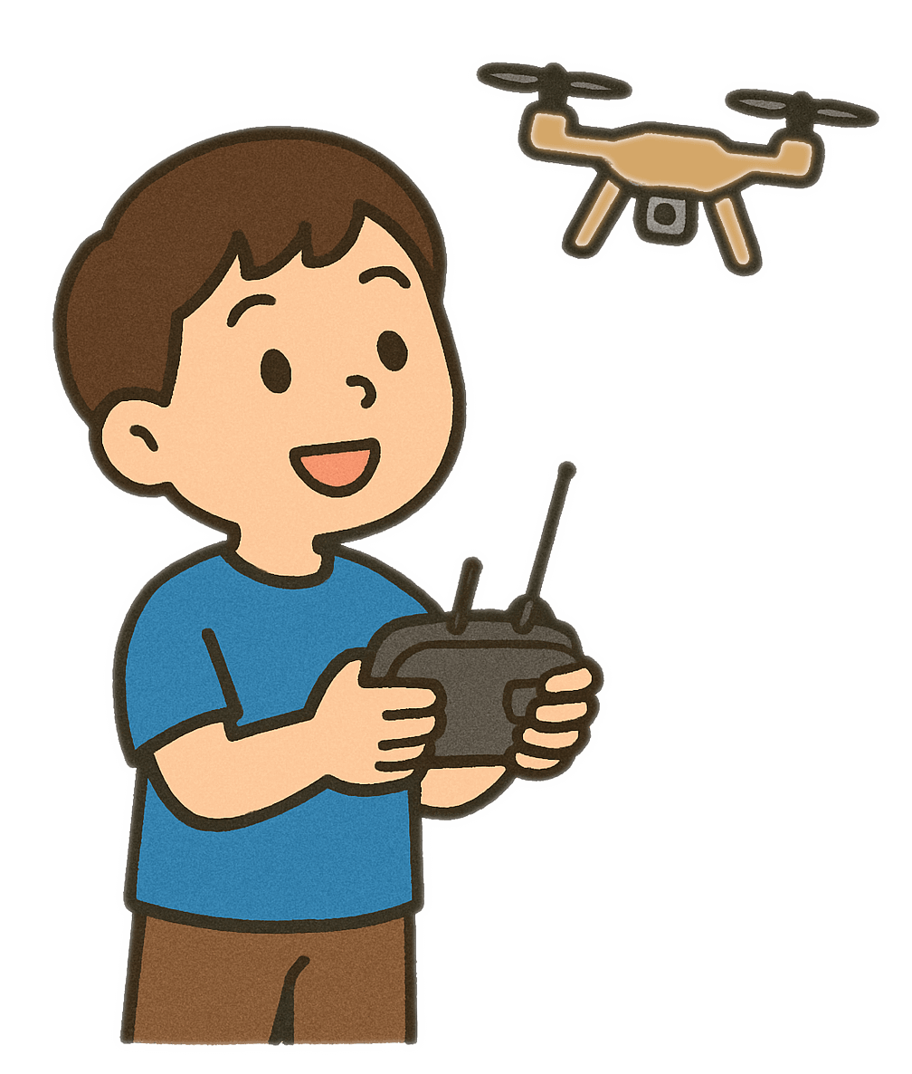 少年がドローンを操作するイラスト無料 イラスト