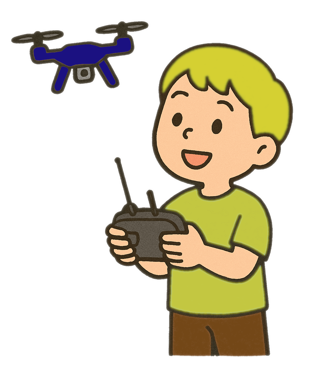 少年がドローンを操作するイラストを無料でダウンロード イラスト