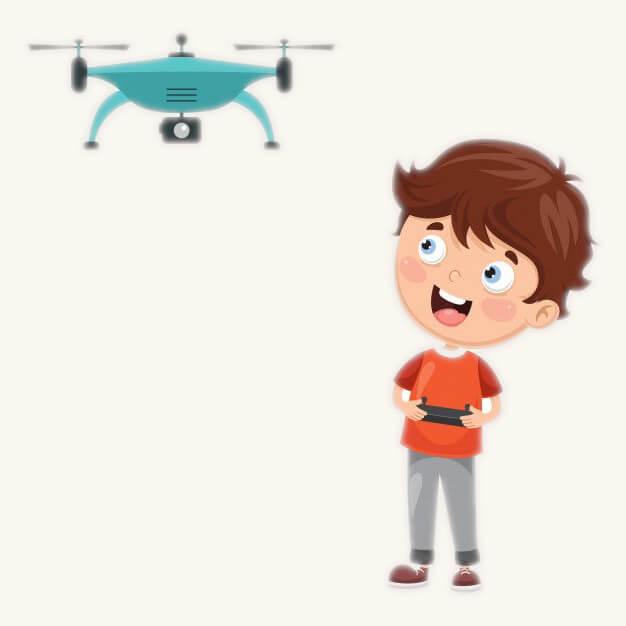 少年がドローンを操作するイラスト イラスト