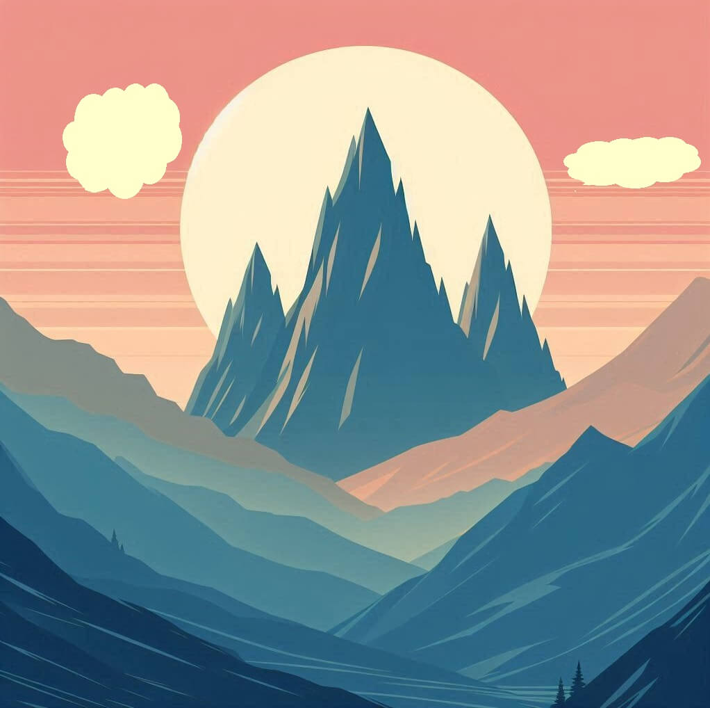 そびえ立つ山々のイラスト画像