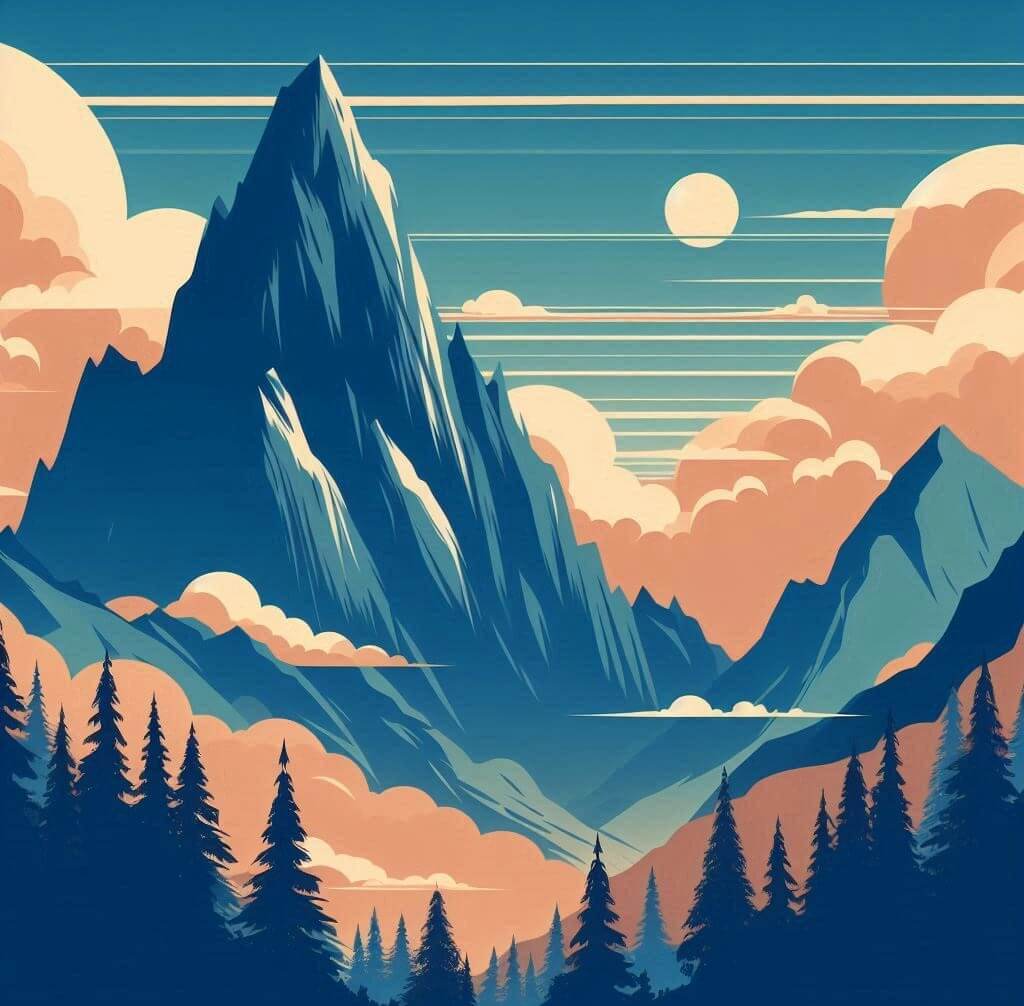そびえ立つ山々のイラスト背景