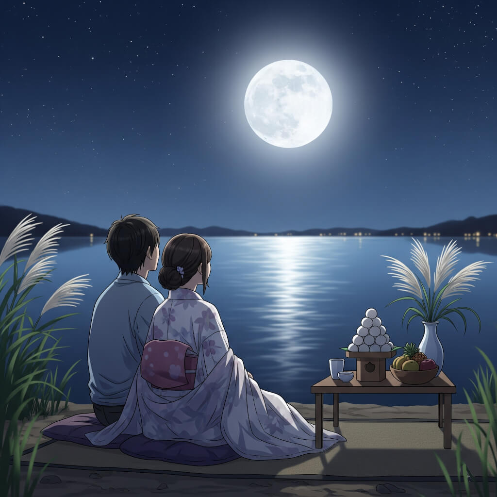 美しい中秋のイラスト背景 イラスト