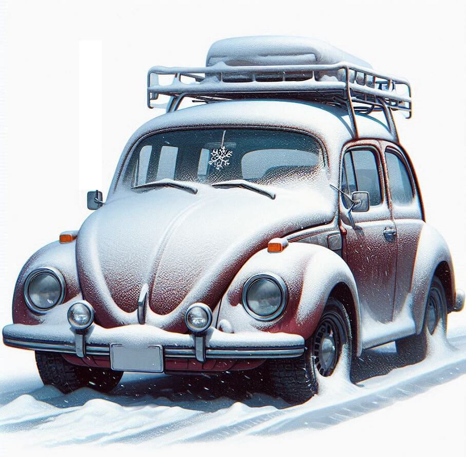 雪に覆われた車の無料イラスト