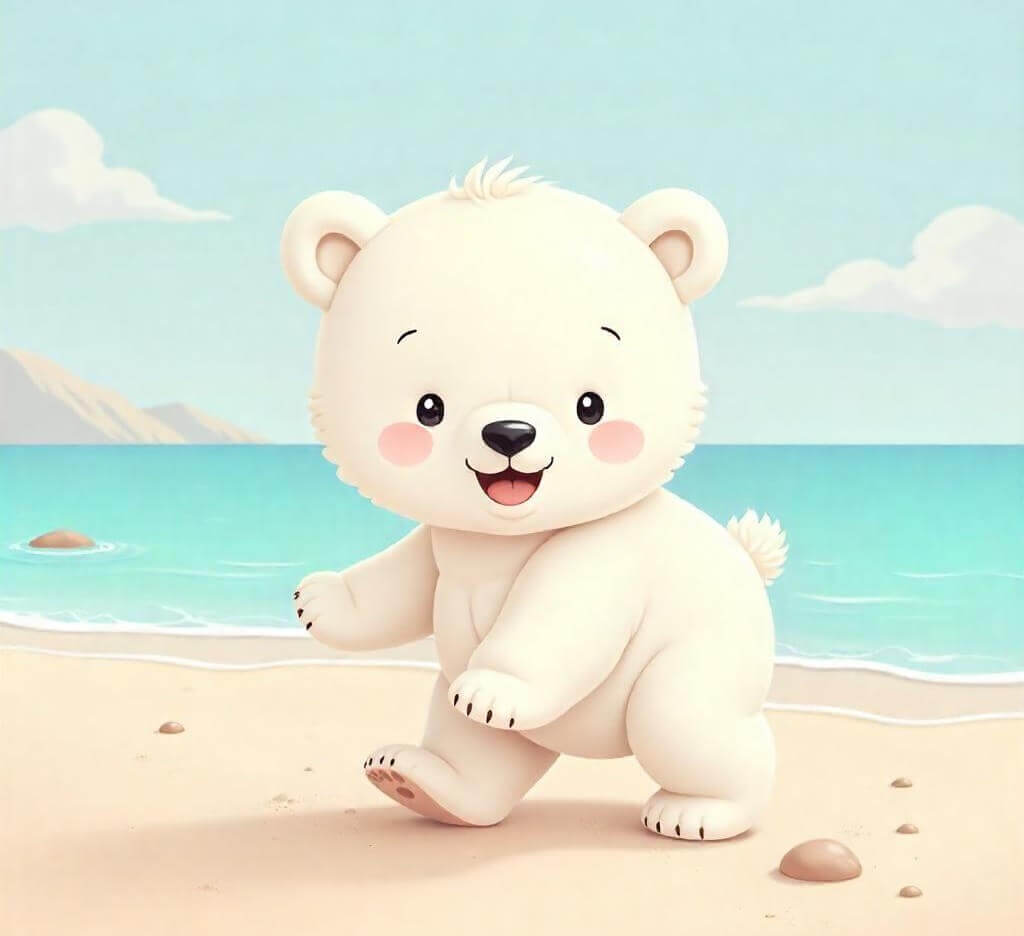 ビーチのホッキョクグマのイラスト背景 イラスト