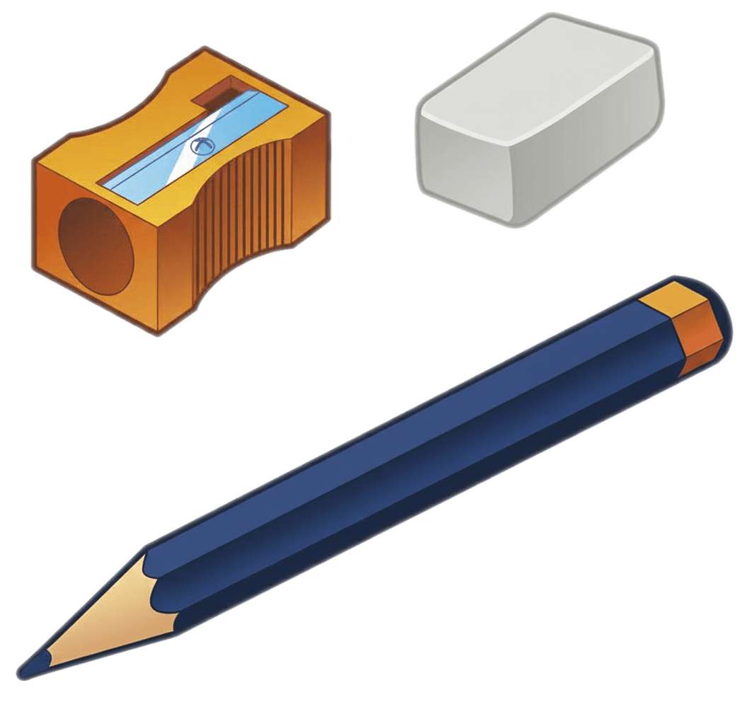 鉛筆、消しゴム、鉛筆削りのイラスト イラスト