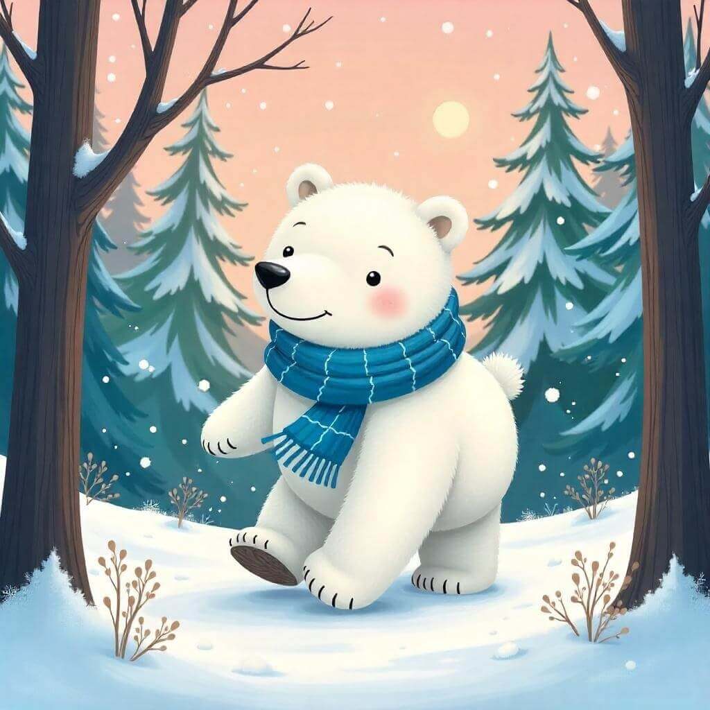 冬のホッキョクグマのイラスト背景 イラスト
