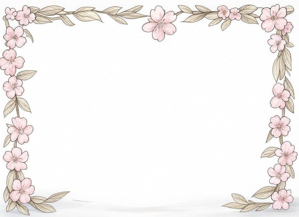 花のボーダーフレームイラスト画像