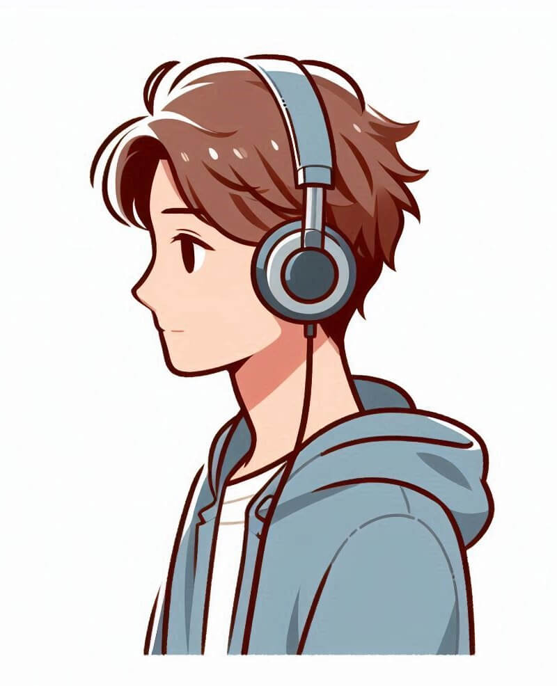 ヘッドフォンをつけた若い男性のイラストをダウンロード