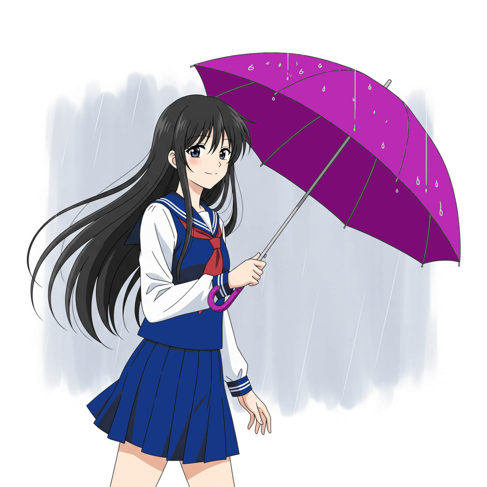 日傘を持ったアニメの女の子のイラストがかわいい