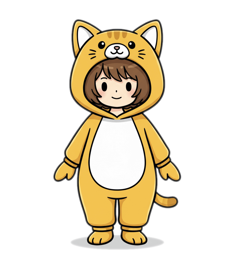 コスプレした子猫の女の子のイラスト