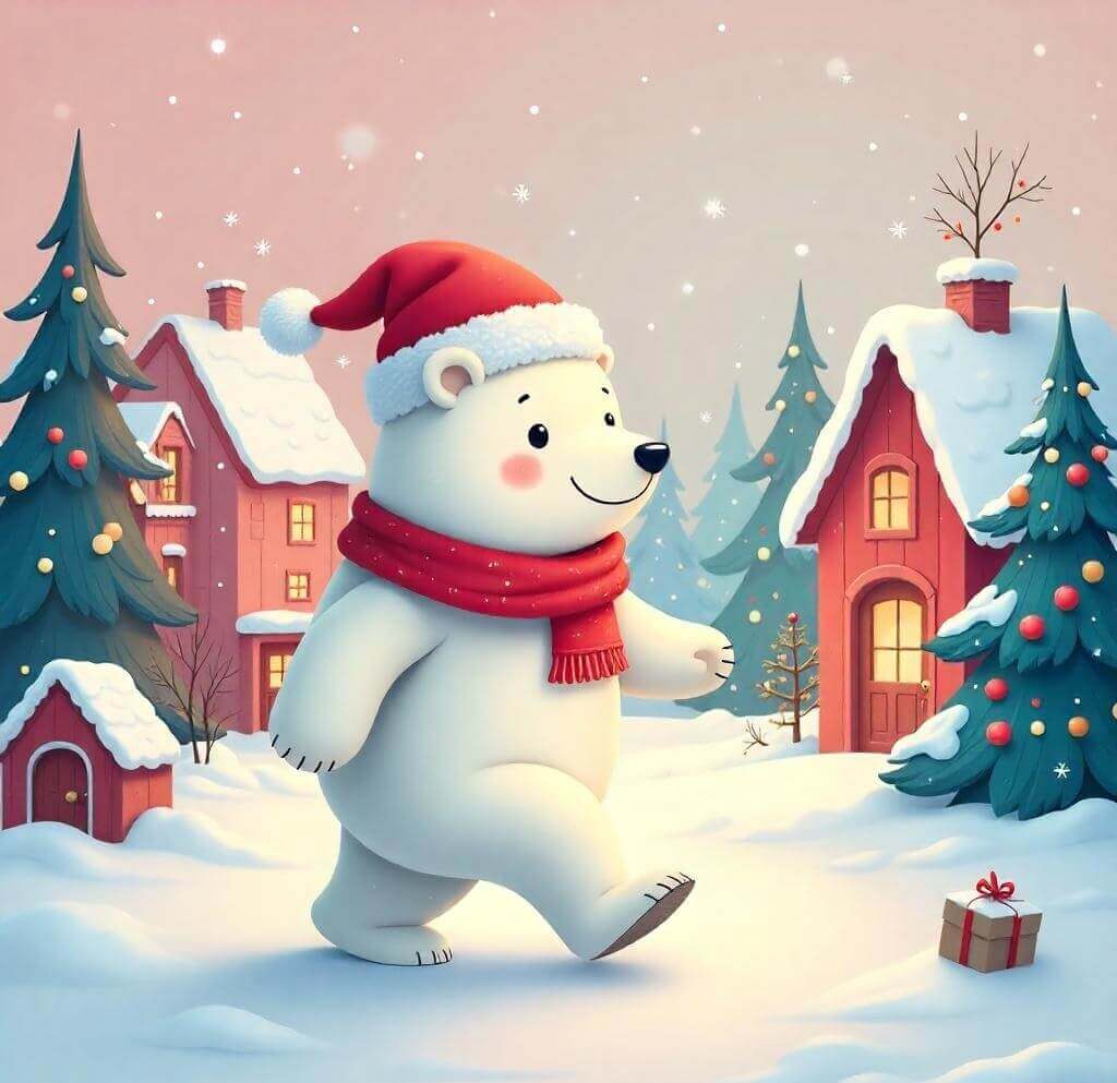 クリスマスのシロクマのイラスト背景 イラスト