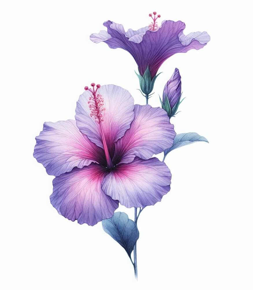 紫のハイビスカスの花のイラスト 2 イラスト