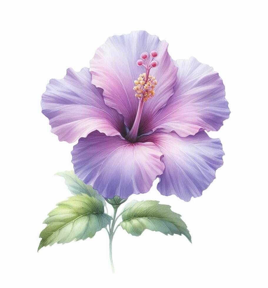 紫のハイビスカスの花のイラスト 3 イラスト