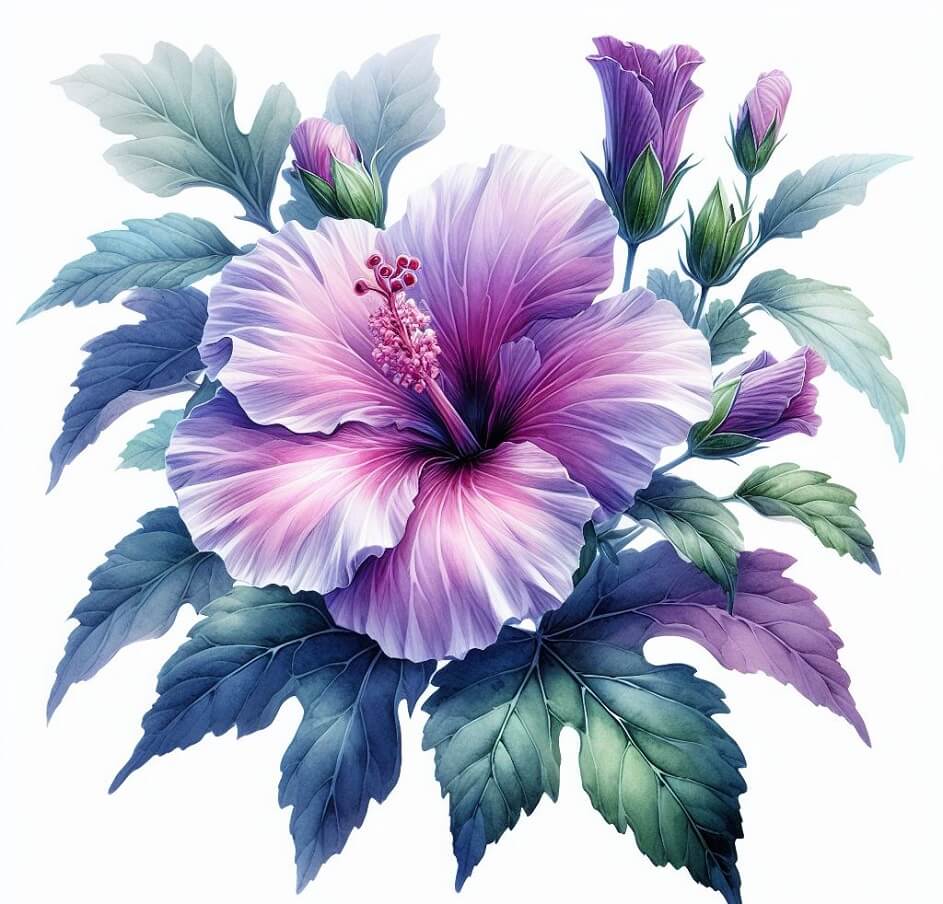 紫のハイビスカスの花のイラスト 4 イラスト