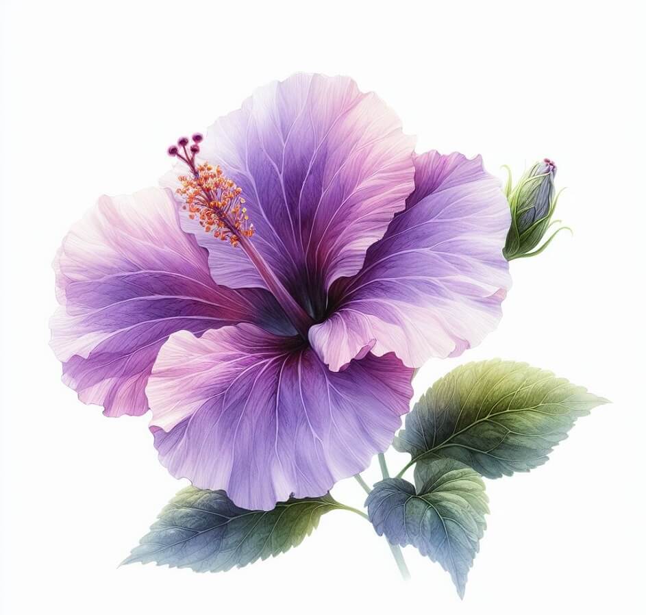 紫のハイビスカスの花のイラスト イラスト