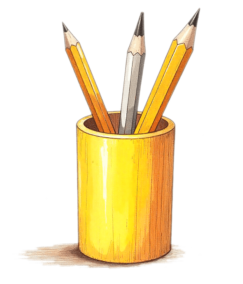 ペンホルダーに入った鉛筆のイラスト イラスト