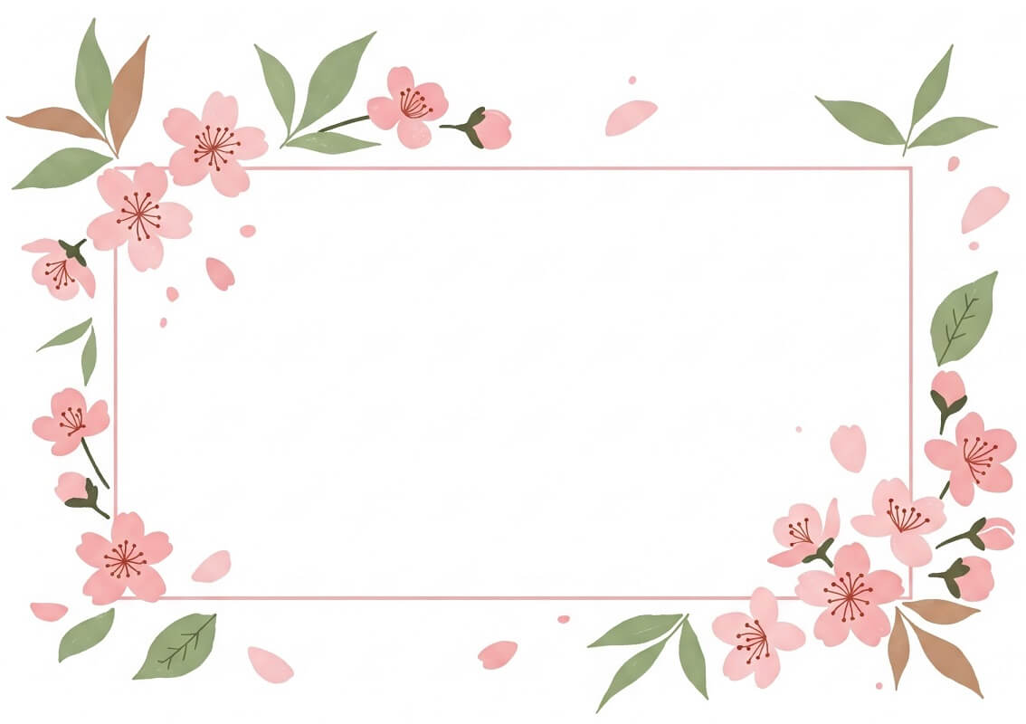 桜のボーダーフレームイラスト画像