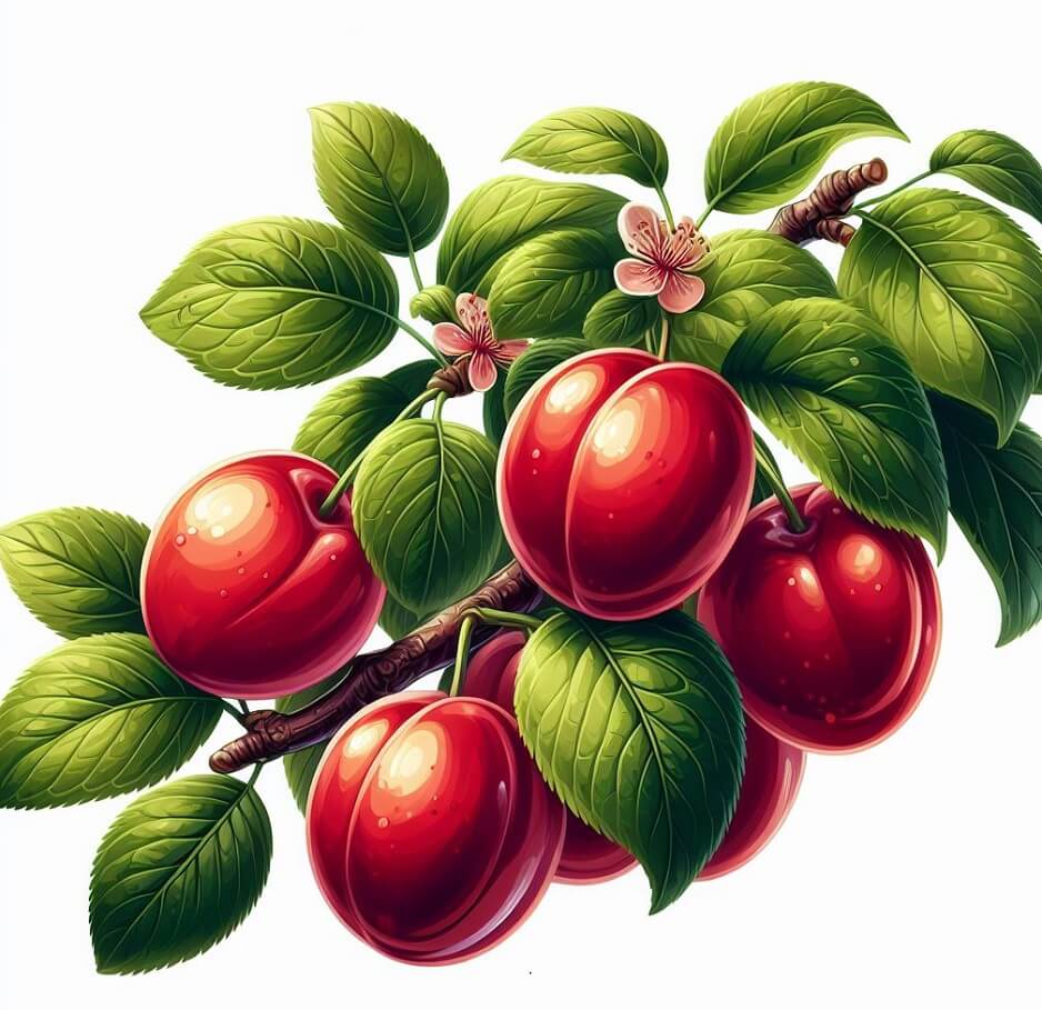 新鮮な赤い梅の実のイラスト 2 イラスト