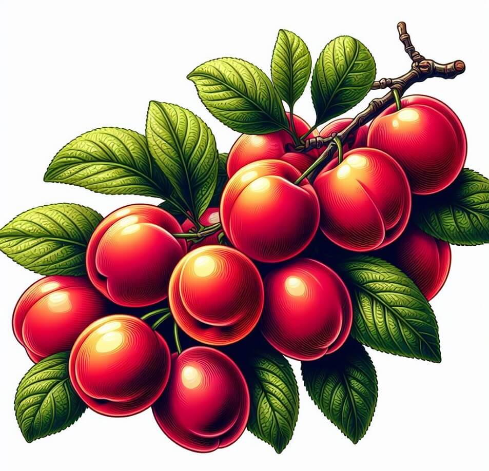 新鮮な赤い梅の実のイラスト イラスト