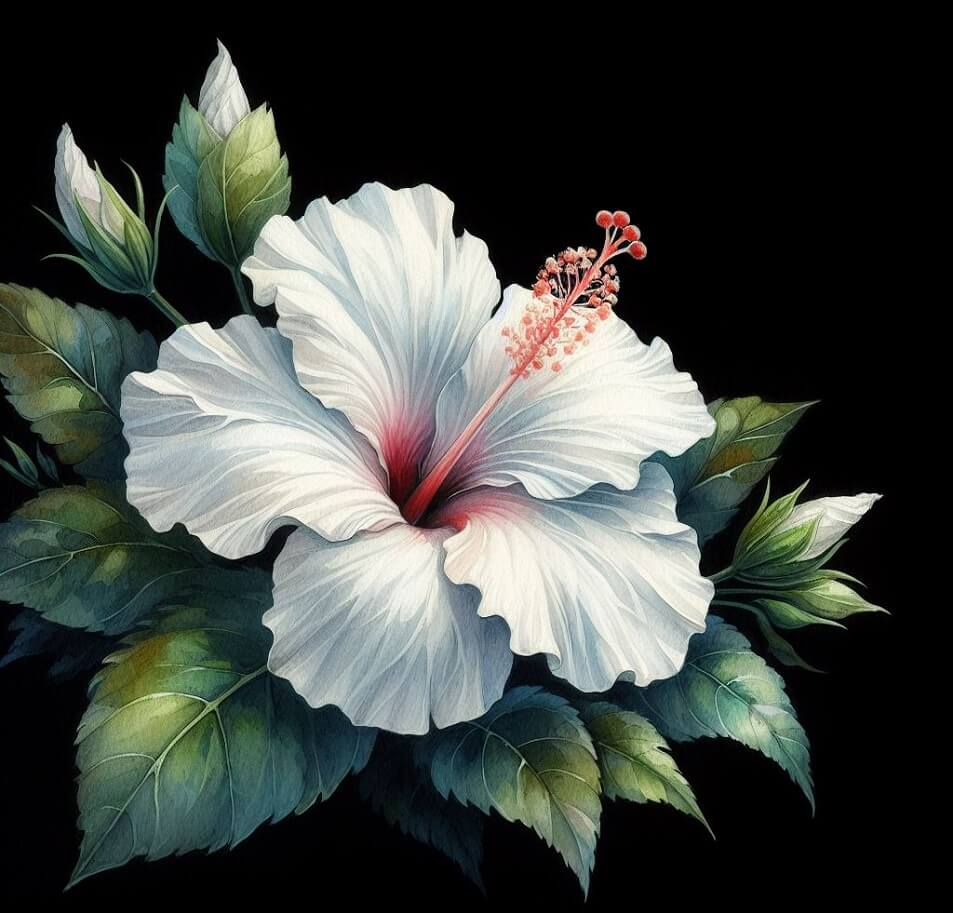 白いハイビスカスの花のイラスト 2 イラスト