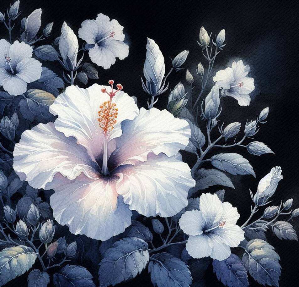 白いハイビスカスの花のイラスト 3 イラスト