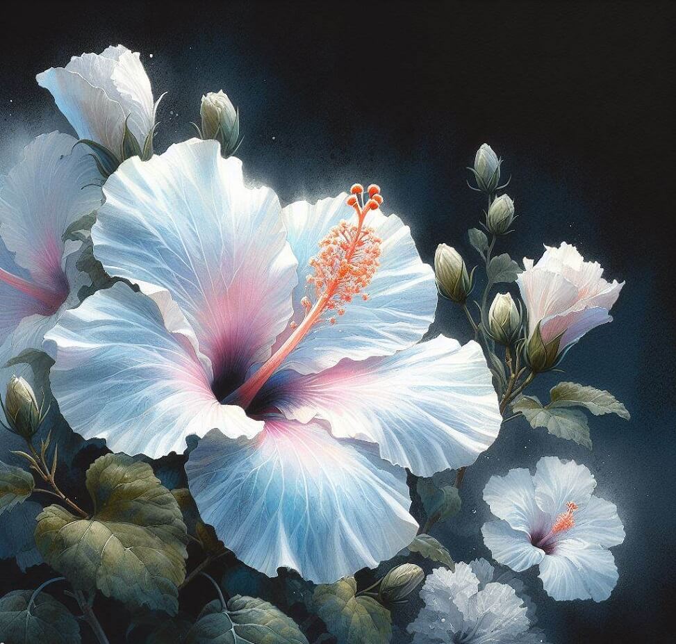 白いハイビスカスの花のイラスト イラスト