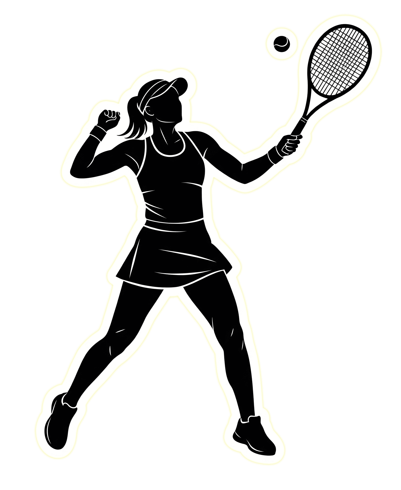 シルエット女子テニス選手のイラスト