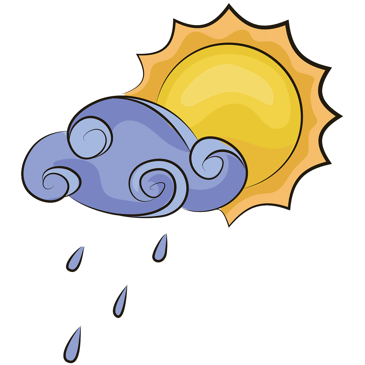 太陽と雨雲のイラスト イラスト