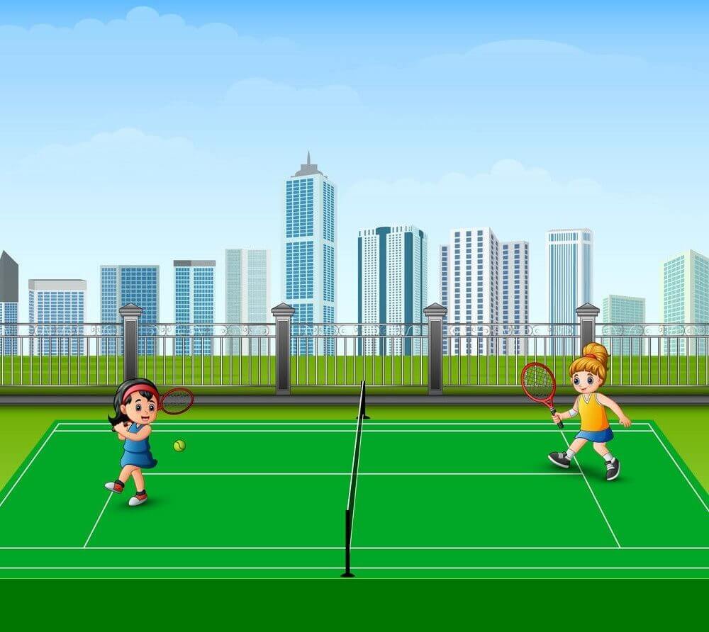 テニスをする女の子のイラスト背景