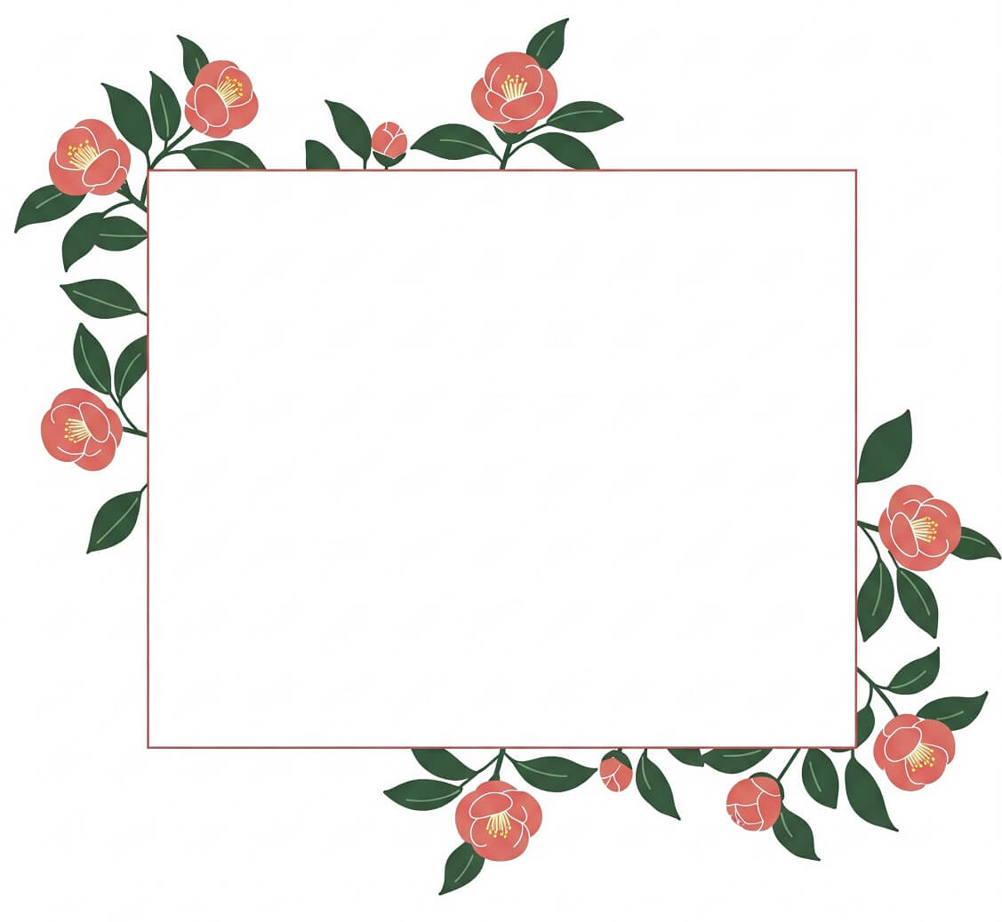 椿の花の枠イラスト