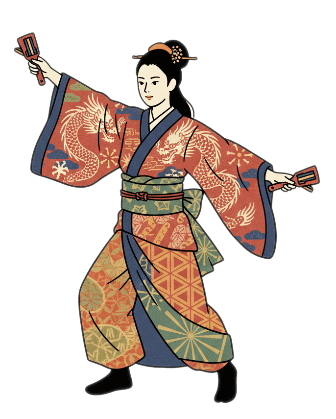 よさこい踊りの女の子の無料イラスト