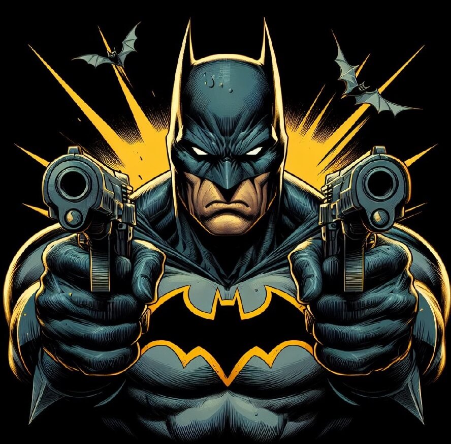 銃を持った DC バットマンのイラスト イラスト