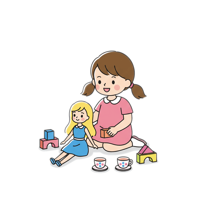 おもちゃを持った女の子のイラスト無料 イラスト