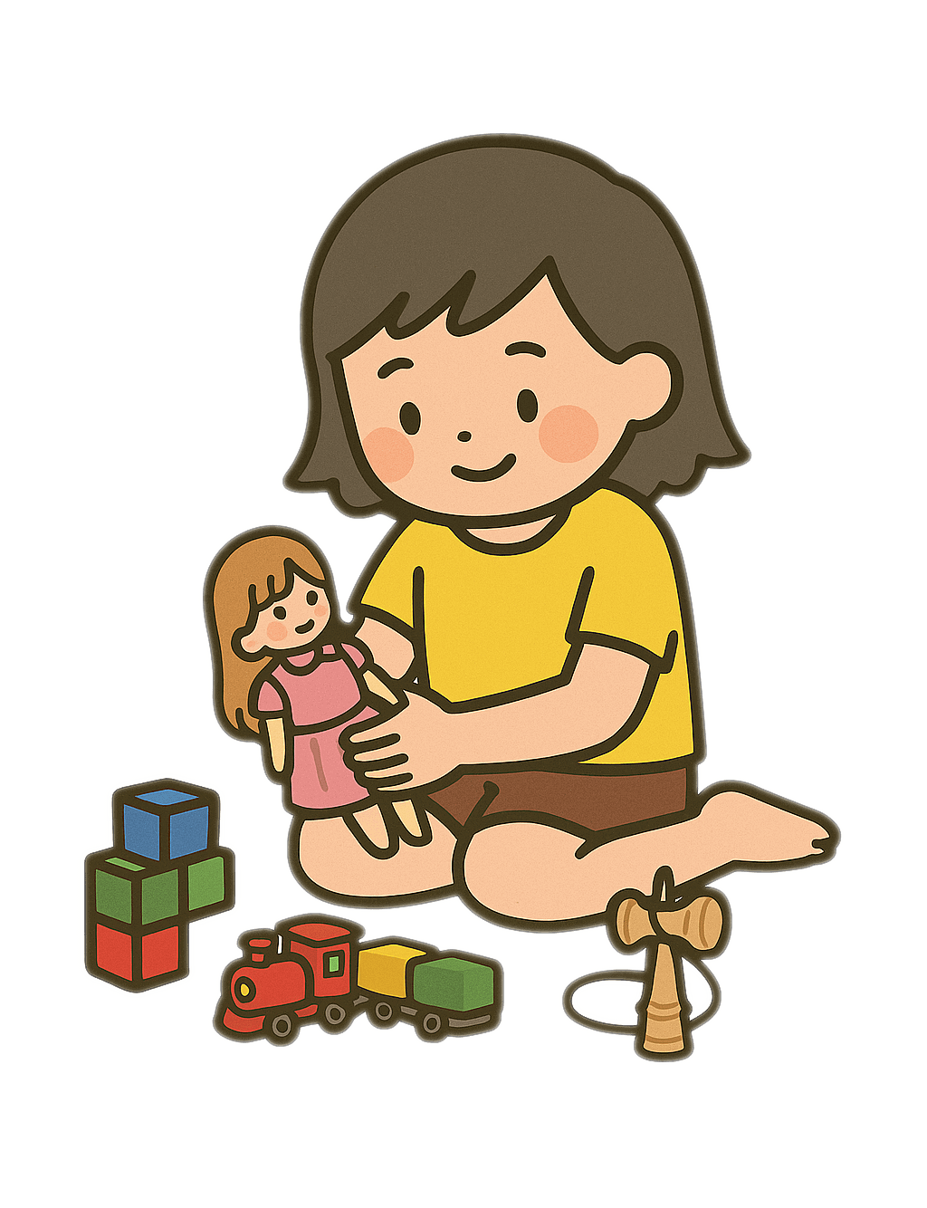 おもちゃを持った女の子のイラストのダウンロード イラスト