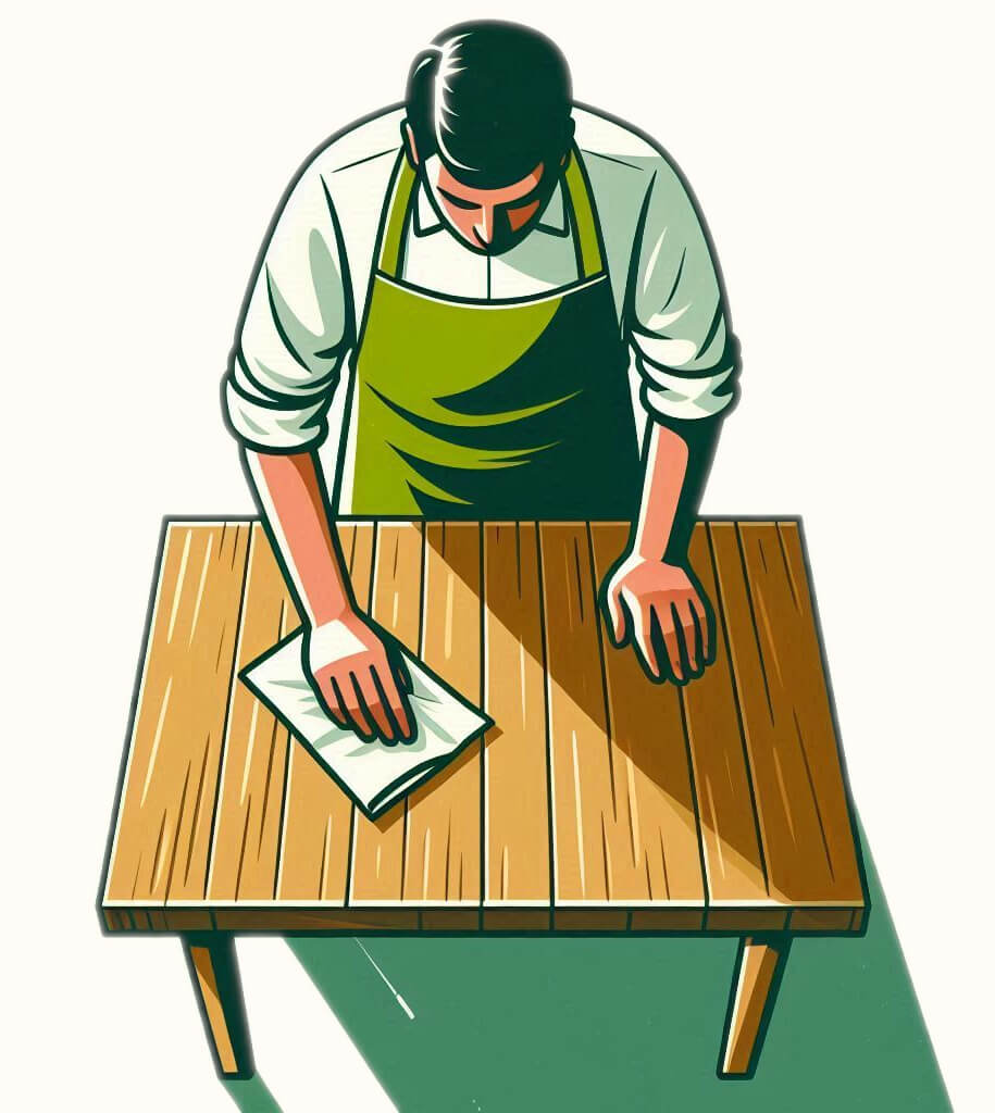 テーブルを拭く男性の無料イラスト イラスト