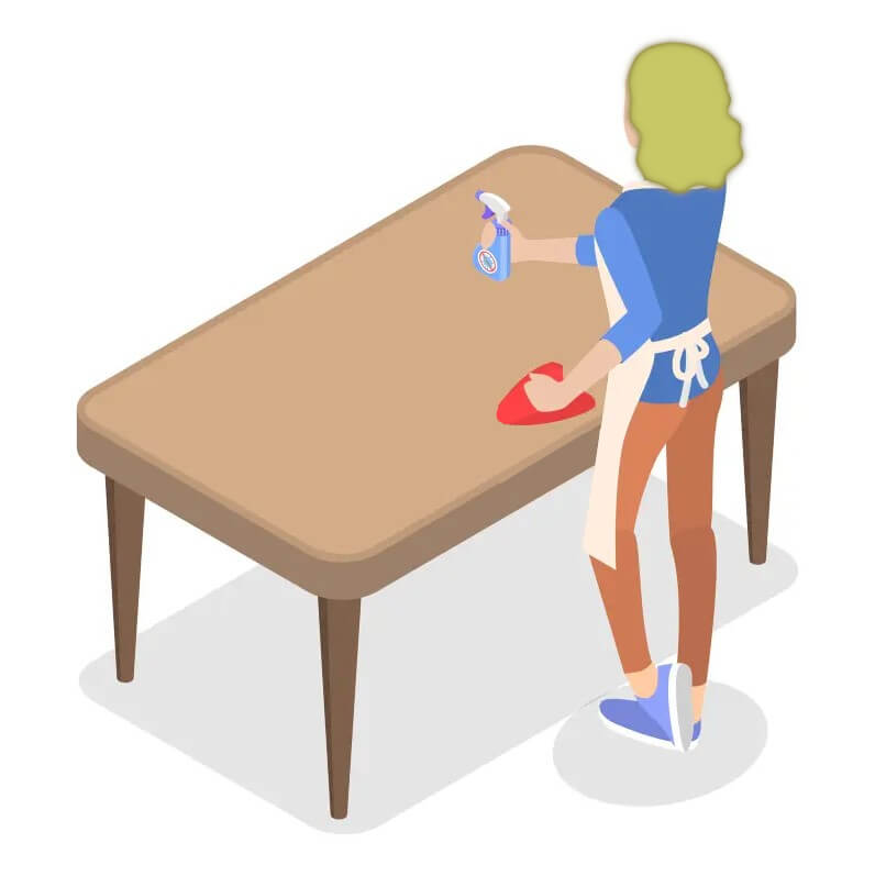 テーブルを拭く女性のイラストをダウンロード イラスト