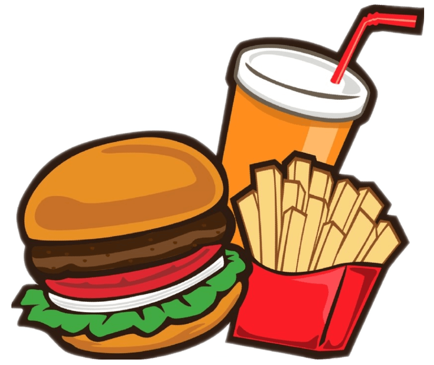 フライドポテトとハンバーガー - ファーストフードのイラスト イラスト