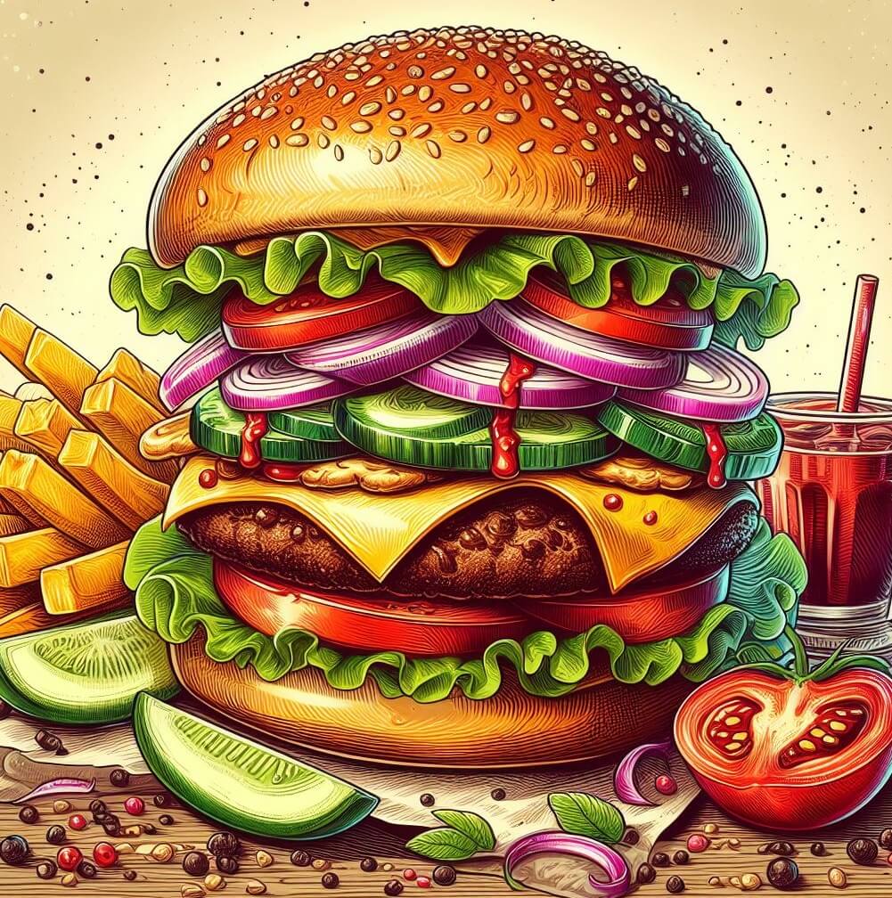 魅力的なポスターのハンバーガーのイラスト 2 イラスト