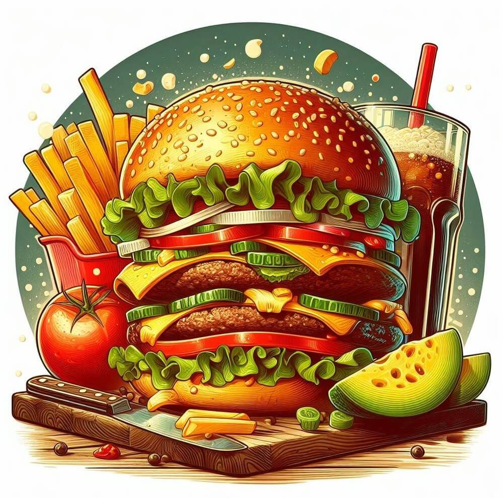 魅力的なポスターのハンバーガーのイラスト