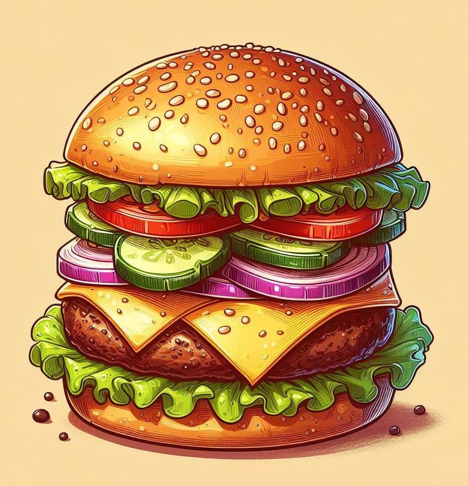 おいしいハンバーガーのイラスト イラスト