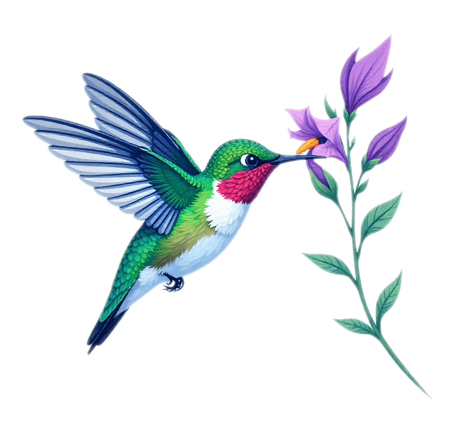 ハチドリと花のイラスト ダウンロード イラスト
