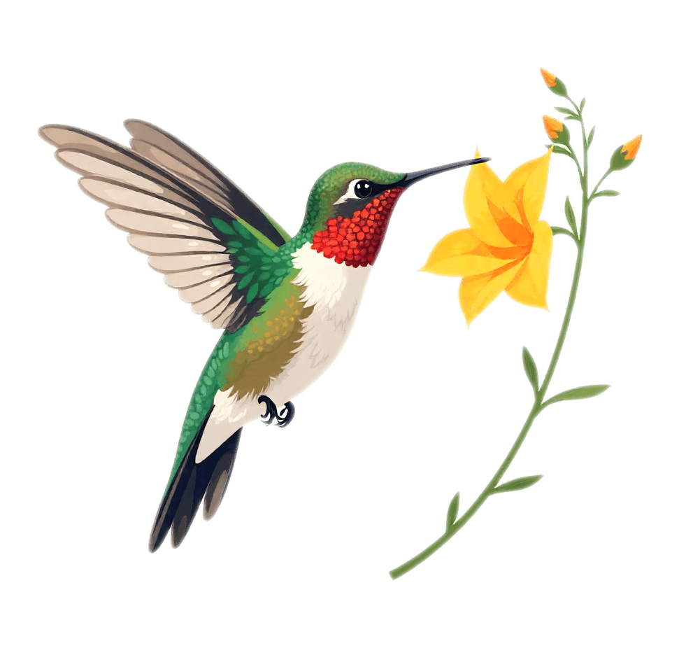 ハチドリと花のイラスト 無料 イラスト